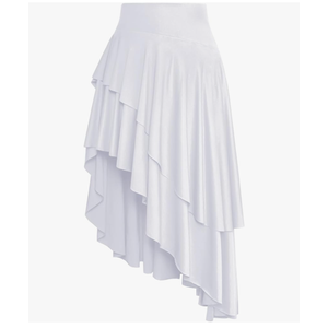 Women's Sexy High Waisted Ruffle Hem Asymmetrical Flowy Long Skirt with Split, L