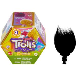 Mattel DreamWorks Trolls Band Together Rainbow Pom Poms Keychains with Surprise Mini Doll, Rainbow Series 1, Flip to Reveal 2 Pack