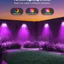 Solar Outdoor Fence Lights 8 Pack, Upgraded 50LM RGB Outdoor Wall Lights with Sync Group Control & 10 Light Modes, Fence Solar Light Outdoor Waterproof IP65 for Outside Porch Wall