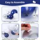 RUBFAC Blue and Silver Balloon Arch Kit, Navy Blue Silver White Graduation Balloons, 140pcs Confetti Star Latex Balloons for Birthday Wedding New Year Party Decorations