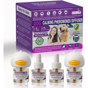 Dog Calming Pheromones Diffuser & 6 in 1 Kit Appeasing Dog Pheromone Diffuser to Calm (2 Plug in+4 x48ml Refill) Dog Calming Diffuser Fei 01