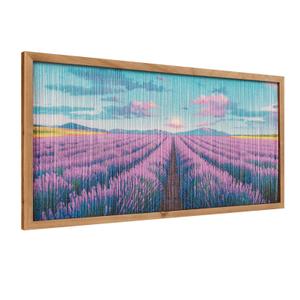 flangairy Lavender Wall Art With Wood Framed, 23.6x11.8 Crafts String Picture Purple Flower Wall Decor, Living Room Bedroom Bathroom Decorations For Home