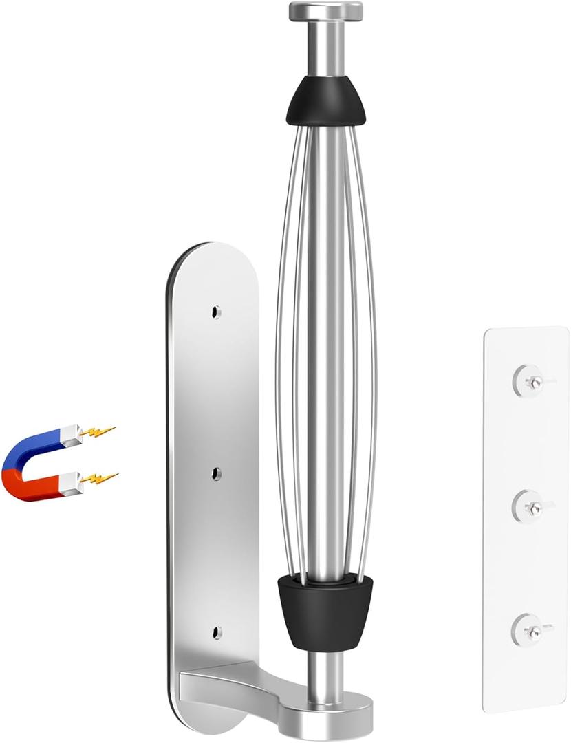 Magnetic Paper Towel Holder for Fridge - No Drill, One Hand Tear with Ratchet Mechanism, Silver, Self-Adhesive & Wall Mount for Kitchen, RV, Garage