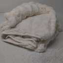 EverGrace Soft Luxury Faux Rabbit Fur Throw Blanket for Couch, Cozy Fluffy Channel Throw Blanket for Bed, Fuzzy Warm Thick Mink Blanket with Reversible Plush Velvet for Winter, Beige, 50"x60", 820GSM