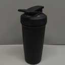 BlenderBottle Strada Shaker Cup Insulated Stainless Steel Water Bottle with Wire Whisk, 24-Ounce, Black