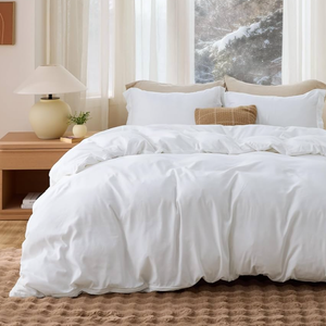 Bedsure Duvet Cover Oversized Queen Size - Soft Double Brushed Bedding Set for Kids & Adults, Zipper Closure, 3 Pieces, Includes 1 Duvet Cover (98"x98") & 2 Pillow Shams, NO Comforter, White