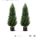 Briful 27 Artificial Cedar Topiary Tree in White Planter  Realistic Faux Evergreen Floor Plant with Layered Leaves, Decorative Indoor Outdoor Potted Shrub for Home, Office, Patio, Porch (2ft 3in)