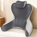Reading Pillow for Sitting in Bed, 22H Bed Rest Pillows with Arms, Back Pillows for Sitting Up, Ergonomic Lumbar Support Cushion for Reclining, Gaming, Work, Resting, Watching TV, (Grey&Darkgrey), Large Size