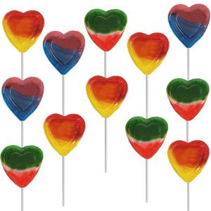 3 x Fruidles 12-Count Rainbow Double Heart Lollipops, Double Heart Shaped Flavored, Individually Wrapped 18 Gram Lollipop