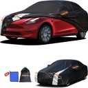 12-Layer Custom Fit Car Cover for Tesla Model Y/Model Y Juniper(2020-2026), Upgraded Waterproof All-Weather Full Exterior Cover with Door Zipper, for Snow Rain Dust and Sun UV Protection.