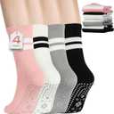 Pilates Socks with Grips for Women, Non-Slip Grippy Yoga Socks with Sticky Bottom for Barre, Workouts, Hospital