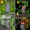Garden Solar Owl Decoy Statue Outdoor Figurine Light Decor Glowing Eyes Spring Mounted Wobblying Head Resin Sculpture Decoration for Home Porch Patio Lawn Farm Yard Housewarming Ornament Gift