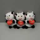 White Cow Plush Stuffed Animal Toy Love Forever Heart gift, Pack of 3