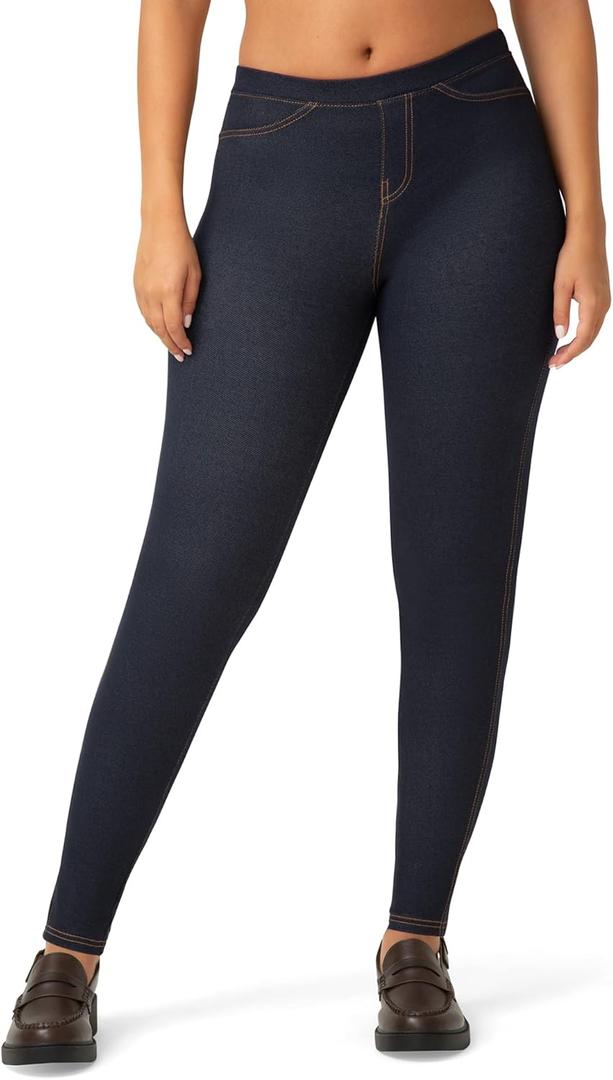 No Nonsense Womens Stretch Denim Leggings with Pockets (Large)