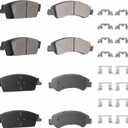 ILONPA Front Rear Ceramic Disc Brake Pads Set for GMC Sierra 1500/Chevy Silverado 1500 2014 2015 2016 2017 2018, for Cadillac Escalade ESV, for Suburban/Tahoe/Yukon XL 2015-2020, 8PCS(With Hardware)