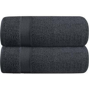 Belizzi Home Cotton 2 Pack Oversized Bath Towel Set 28x55 inches, Large Bath Towels, Ultra Absorbant Compact Quickdry & Lightweight Towel, Ideal for Gym Travel Camp Pool - Charcoal Grey
