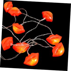 DOITOOL 1set Red Lip Shape String Lights Decorative Atmosphere Lamp Lightweight Portable for Parties Outdoor Events and Home Decor No Battery (150X5.5X4CM)