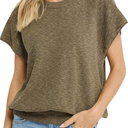 Saodimallsu Womens Short Sleeve Crewneck Sweater Summer Tops Casual Loose Knit Lightweight Basic Pullover Shirts, XL