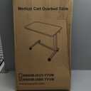 Vaunn Medical Pneumatic Adjustable Overbed Bedside Table with Wheels (Hospital and Home Use) (Black)