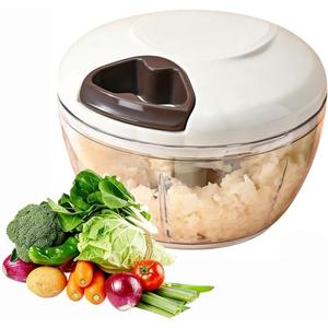 Food Chopper Hand Pull String Vegetable Cutter Onions Garlic Chopper Portable Food Mincer for Garlic Ginger Herbs Nuts Durable Kitchen Food Processor (500 ML)