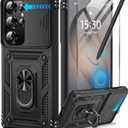 Taisairu for Samsung Galaxy S26 Ultra Case with Screen Protector & Slide Camera Lens Cover, Built-in Magnetic Ring Stand Shockproof Protective Phone Case for Samsung S26 Ultra Case (Black)