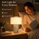 Marble Table Lamp, Rechargeable Touch Lamp, Travertine | Rechargeable cordless touch lamp with stepless dimming. Real marble base with linen shade for nightstands and desks.