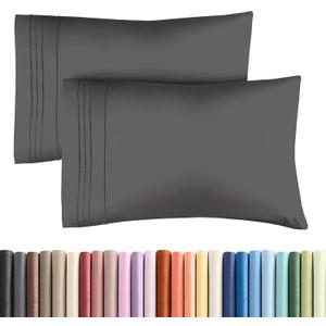 King Pillow Cases Set of 2 - Ultra Soft Hotel Quality Pillowcase Covers - Comfy, Cozy & Wrinkle Free - Shrinkage, Stain and Fade Resistant - Machine Washable Pillow Protectors - 2 Piece Set - Charcoal