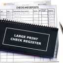 Jumbo Print Check Register Book - Large Print, Easy-to-Read, Spiral Bound, 56 Pages for Personal Accounting, Easy Transaction Reference, 10"L x 5"W