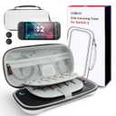 CoBak Large Capacity Carrying Case for Nintendo Switch 2 (2025) - 3 in 1 Accessories Bundle with 2 Screen Protectors, Thumb Grip Caps, 24 Game Cartridges, Hard Shell Portable Travel Pouch, White
