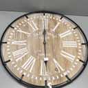 24 Inch Grand Farmhouse Wall Clock, Vintage-Inspired Wood & Metal Design with Large Etched Numbers, Silent Battery-Powered Timepiece for Offices, Kitchens, Bedrooms, and Living Rooms (Brown)