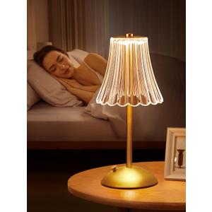 LED Table Lamp, 3200mAh Rechargeable Battery Operated, 30 Lighting Modes Bedside Light for Bedroom, Touch Control Nightstand Lamp, Small for Bedroom and Nightstand (Gold-Rose-3200mAh)