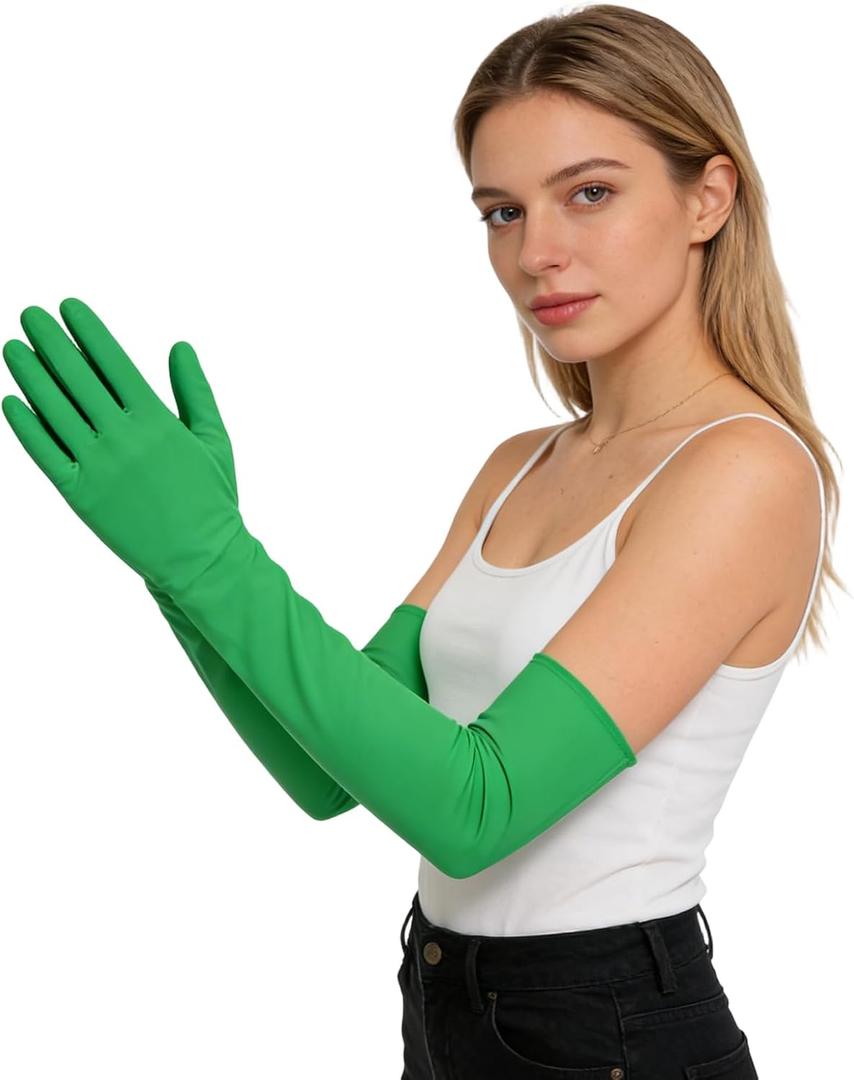 St Patricks Day Gloves, 1 Pair Men's and Women's Long Green Gloves, Breathable Green Gloves Costume for Christmas, Halloween, Saint Patrick's Day Cosplay (Green)