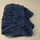 BEDELITE Fleece Throw Blanket for Couch - 300GSM Soft & Warm Fluffy Navy Blanket, Decorative and Giftable Striped Blankets for Women, Men, 50"x60"