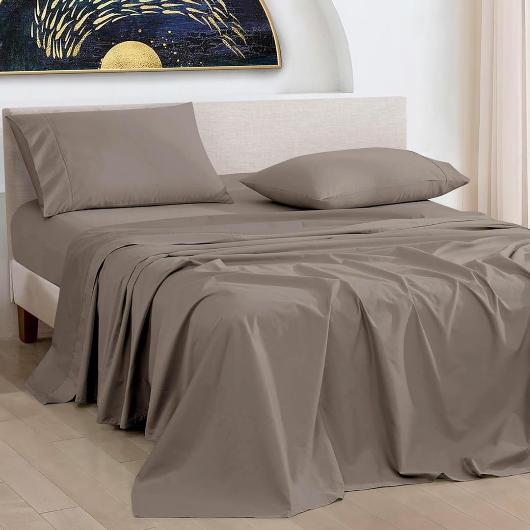 URBANHUT 1000 Thread Count 100% Cotton Queen Size Sheets, Soft & Breathable 4 Piece Bedsheet Set, Luxury Hotel Sheets Sateen Weave, Better Than Egyptian, 16" Elasticized Deep Pocket - Dark Grey