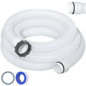 1.5" 15ft EVA Pool Professional Hose with External Male Threads for Above Ground Pools Pump Replacement Hose Pool Supply for Cleaner Kit Heavy Duty Hoses Filter Connection Hoses(White)