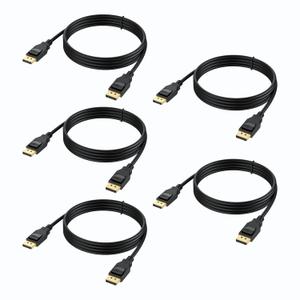 VESA Certified 8K DisplayPort 1.4 Cable 5-Pack, High Speed 48Gbps Display Port DP Cable 6 Feet (8K@60Hz, 4K@/240Hz/144Hz/180Hz/165Hz, 1080P@240Hz) for Gaming Computer Laptop TV Monitor