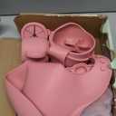 16 Pack Silicone Baby Feeding Set, BPA-Free Baby LED Weaning Supplies, Include Suction Plates, Baby Bowls, Silicone Fork & Spoon, and More, First Stage Baby Food Eating Utensils - 6+ Months(Pink, 16)