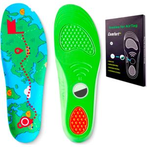 Insoles for Airtag Hidden Holder, Comfortable Cushioned Inserts,Anti-Slip,Tracking Device Insert Case for Kids Adults and Elderly, Anti-Lost Tracker Soft Inserts for Shoes (Green, L:245-270MM