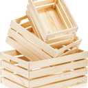 Youeon Set of 3 Rustic Wooden Nesting Crates with Handles, Decorative Wooden Crates, Crate Box Wooden Storage Box for Kitchen, Office, Bedroom, Closet, Rustic Country Decor