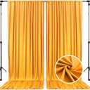 10 x 7 Feet Yellow B Backdrop Curtain for Partie, Background Curtains for Photoshoot, Birthday, Wedding, Halloween, Thanksgiving, Christmas, New Year Party Decorations 5Ft x 7Ft, 2 Panels