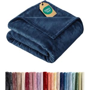 Ultra Soft Fleece Blanket King Size - Flannel Fleece Luxury King Blanket - Lightweight for Couch Bed Chair - Thick, Warm and Breathable - All Season Cozy Fuzzy, Anti-Static Microplush Bedding, Navy