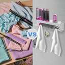 Storage Holder for Curling Iron and Flat Iron, Clear Acrylic Hair Dryer Organizer with Hooks for Wand Barrels Curling Barrels Shower Caps Towels & Hair Accessories Storage