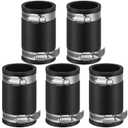 Pangda 5 Pcs Flexible TPE Coupling with Stainless Steel Clamps for Plastic and Copper Plumbing Connections, High Temperature Resistant Material, Black (Fit 1 Inch Pipe)