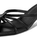 Athlefit Kitten Heels for Women Square Toe Strappy Flip Flop Low Heels Slip On Thong Heeled Sandals for Office,Party,Wedding size 9 (Black, L)