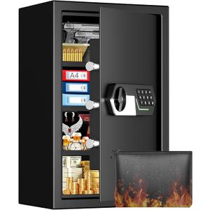 5.2 Cuft Large Home Safes Fireproof Waterproof, Anti-theft Fireproof Safe Box with Keypad Key and 3 Removable Shelves, Digital Security Safe Water and Fireproof, Document Safe for Home Money Valuables