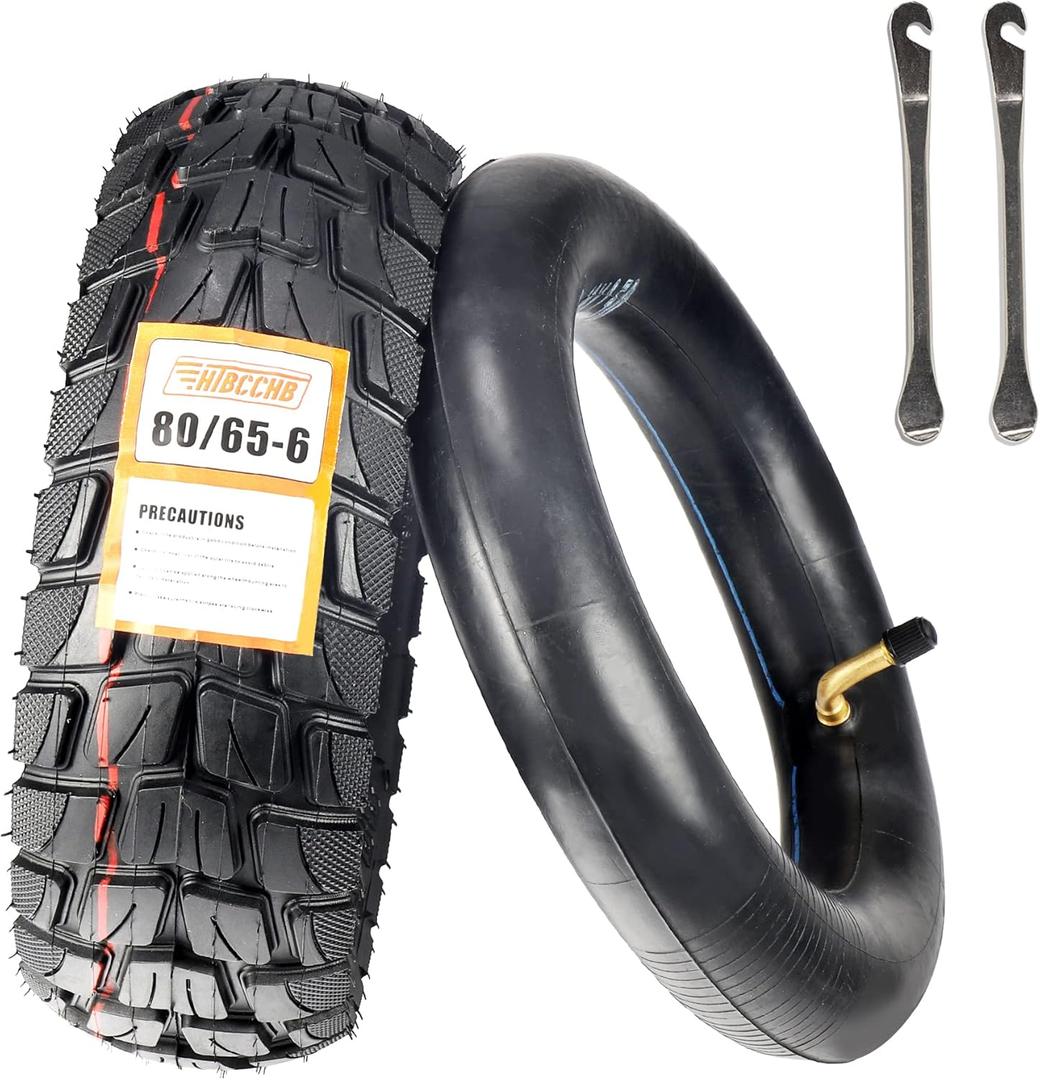 80/65-6 Scooter Tire Off-Road, 10 Inch Replacement Thickened Pneumatic Tyres 80/65-6 for Electric Scooter E-Bike Tires Inner Tubes for Motorcycle (Off Road)