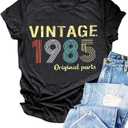 FYAPHION Vintage 1986 T Shirts for Women 40th Birthday Gifts Born in 1986 Tshirt Retro Casual Short Sleeve Tee Tops (S)