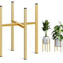 Adjustable Metal Plant Stand Indoor, Mid Century Modern Outdoor Planter Holder for 8 to 14 Inch Pots, Heavy Duty 160 LB Load, Corner Floor Stand for Home Garden Decor Golden