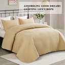 Exclusivo Mezcla Full Queen Size Quilt Bedspreads with Basket Weave Pattern, Soft Lightweight Summer Quilts Bedding Set Coverlets Bed Cover for All Seasons, Camel