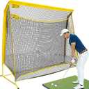 Golf Hitting Net with Extra Striking Net, 10x7ft Heavy Duty Golf Practice Net for Golfer Backyard Driving Swing, Golf Impact Net Cage Metal Frame with Storage Bag and Elevated Base, Indoor Outdoor Use